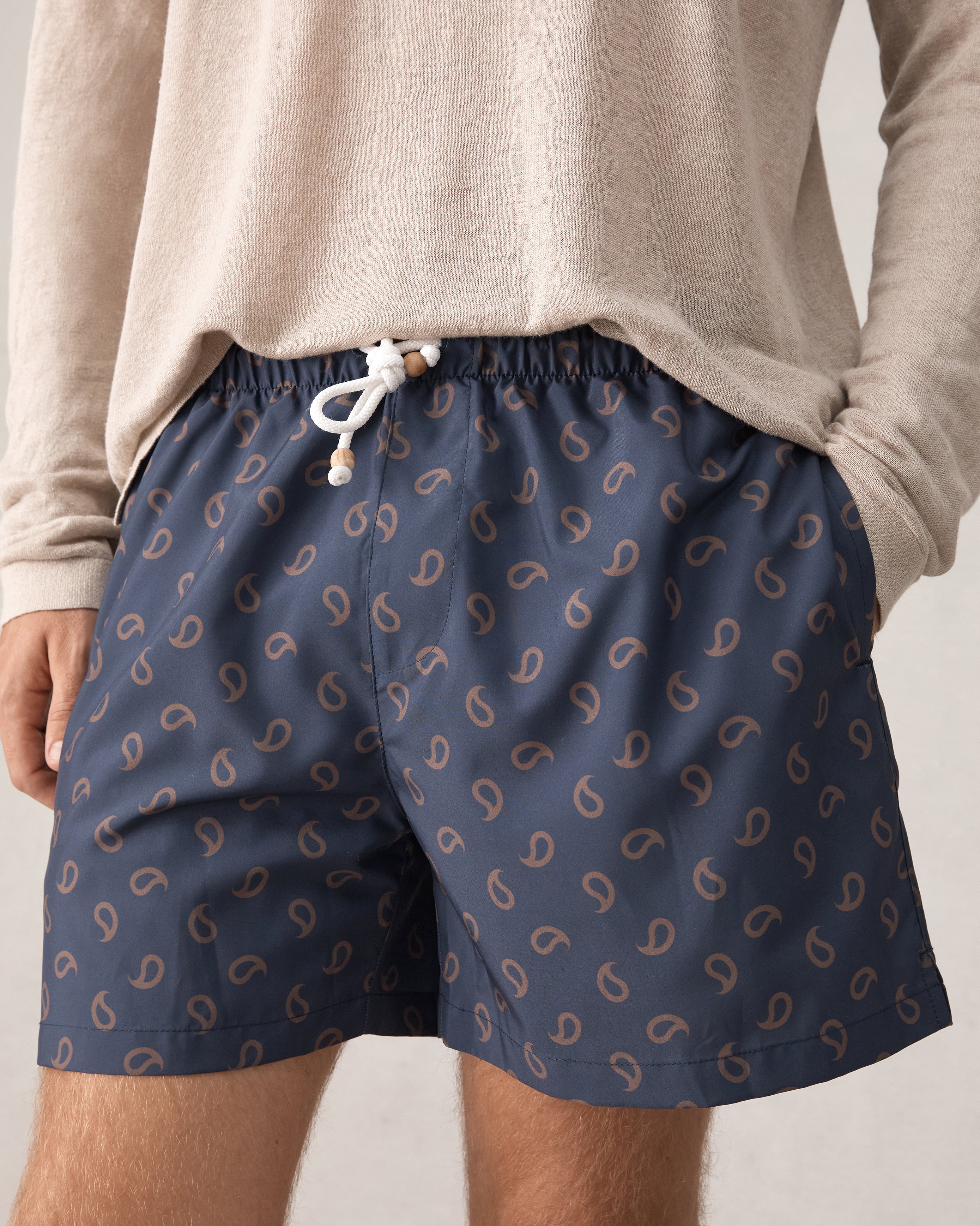 Paisley Swim Short - Navy - Image 4