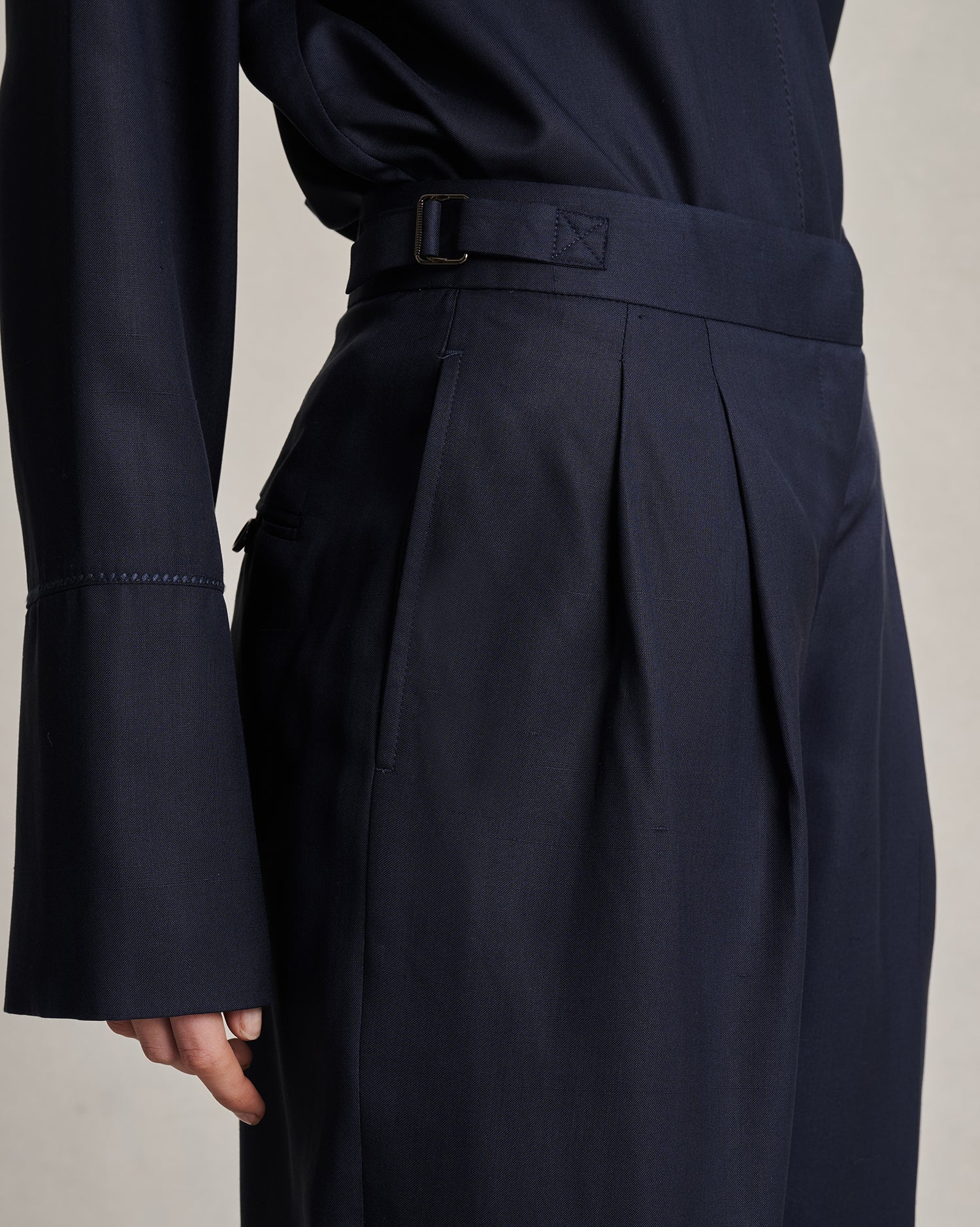 Perriand Trouser - Navy Dupioni - Image 3
