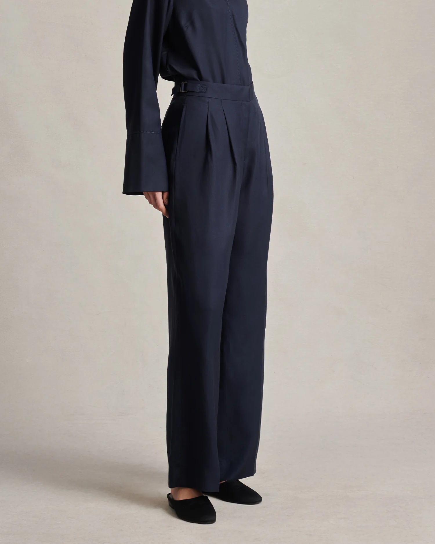 Perriand Trouser - Navy Dupioni - Image 4