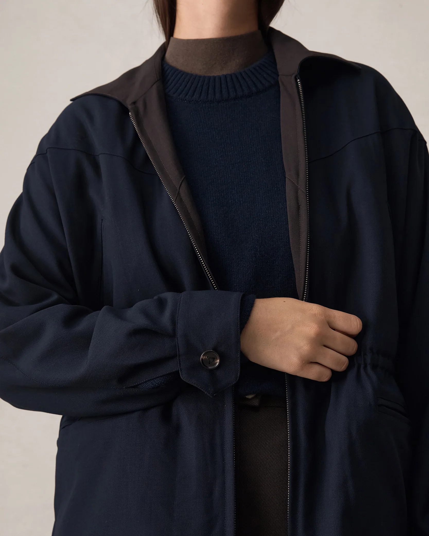 Reine Reversible Jacket - Chocolate & Navy - Image 11