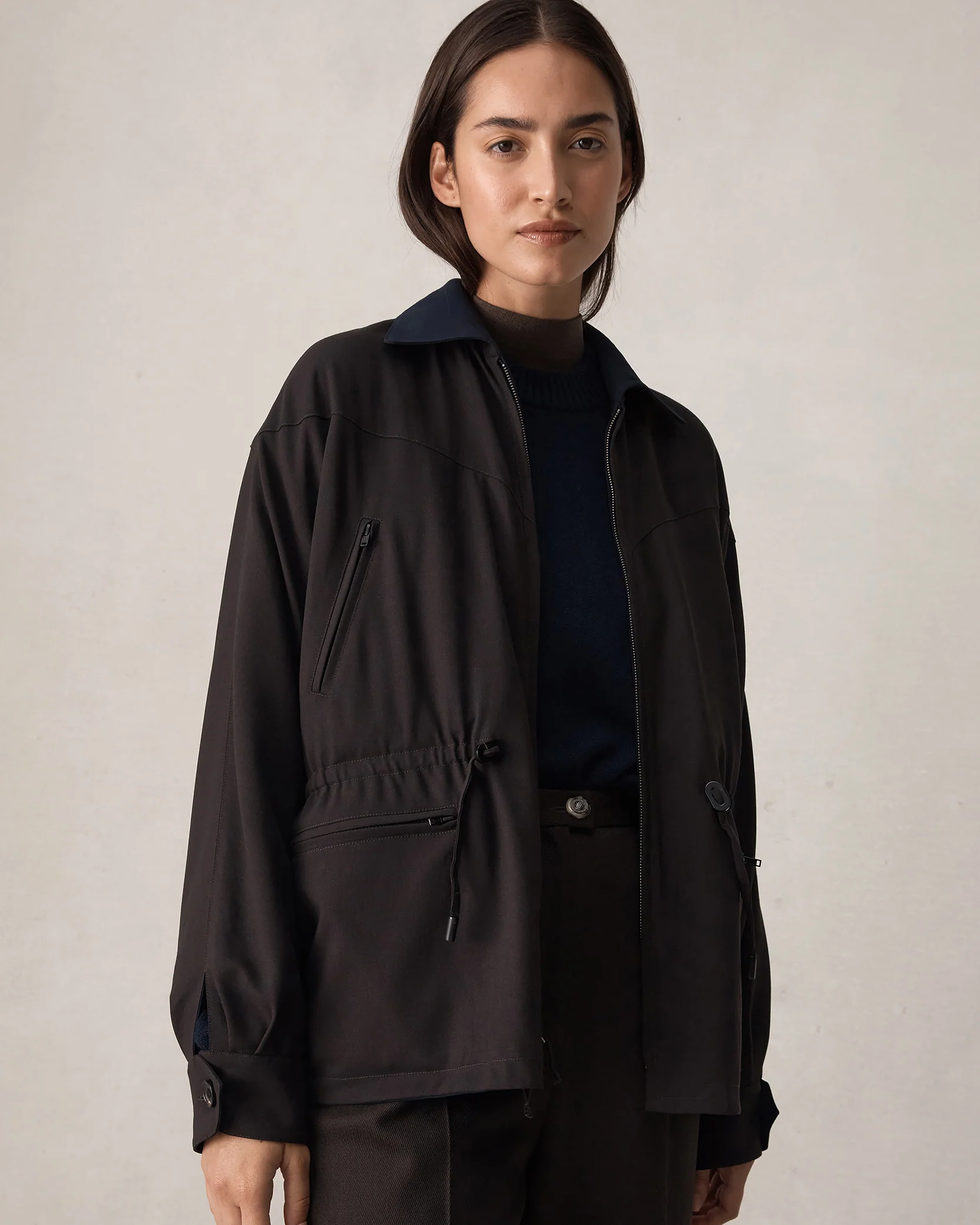 Reine Reversible Jacket - Chocolate & Navy - Image 12