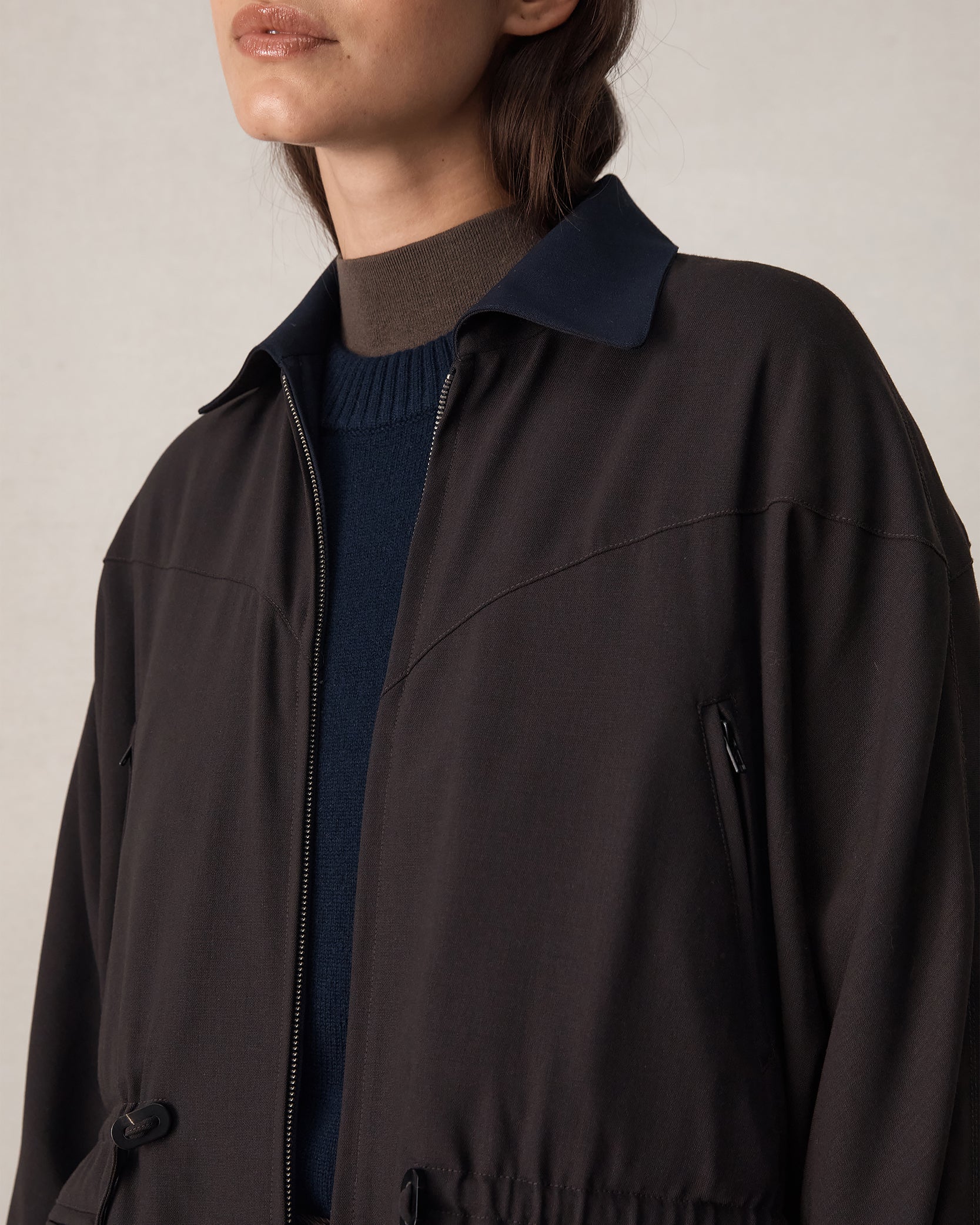 Reine Reversible Jacket - Chocolate & Navy - Image 13