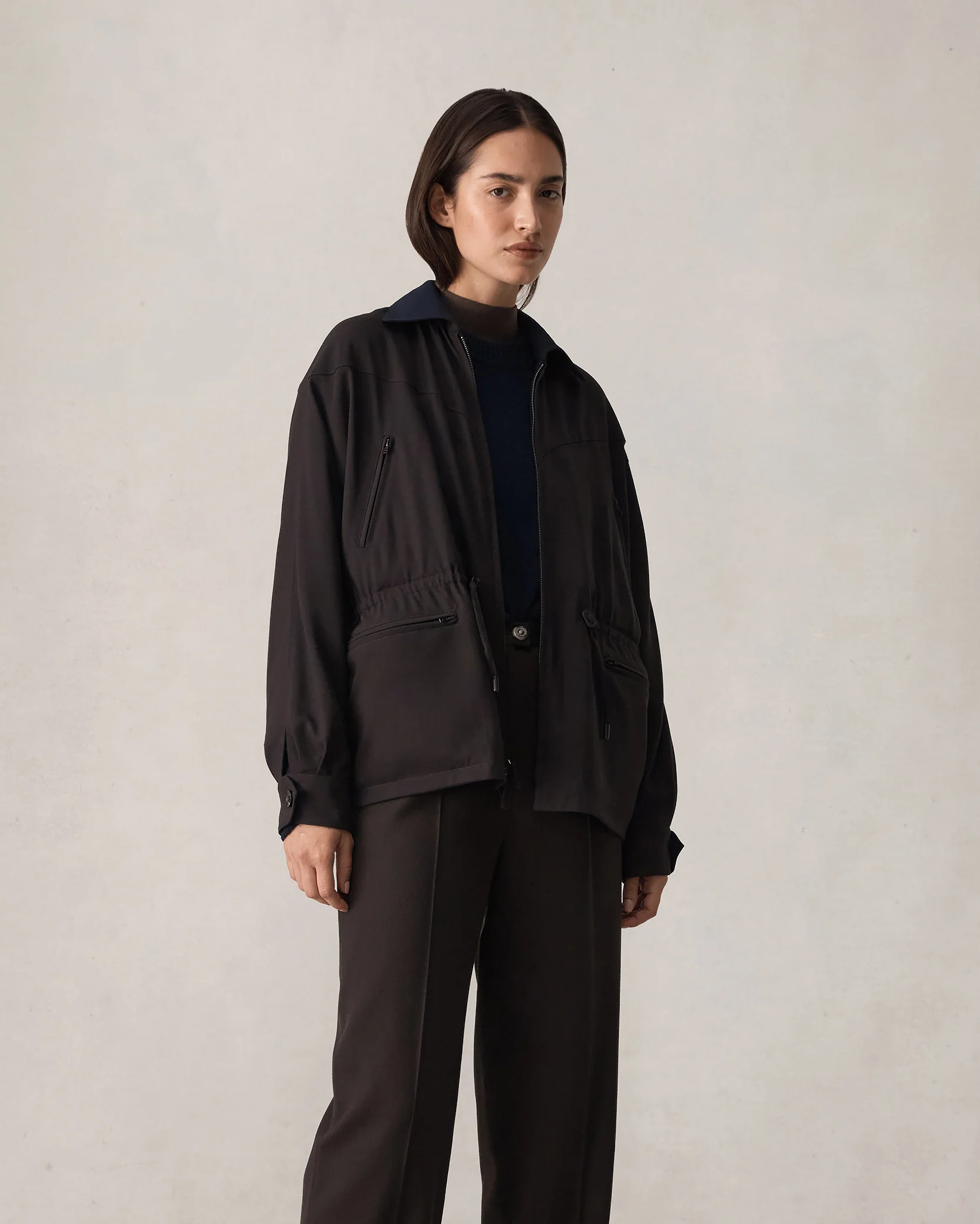 Reine Reversible Jacket - Chocolate & Navy - Image 6