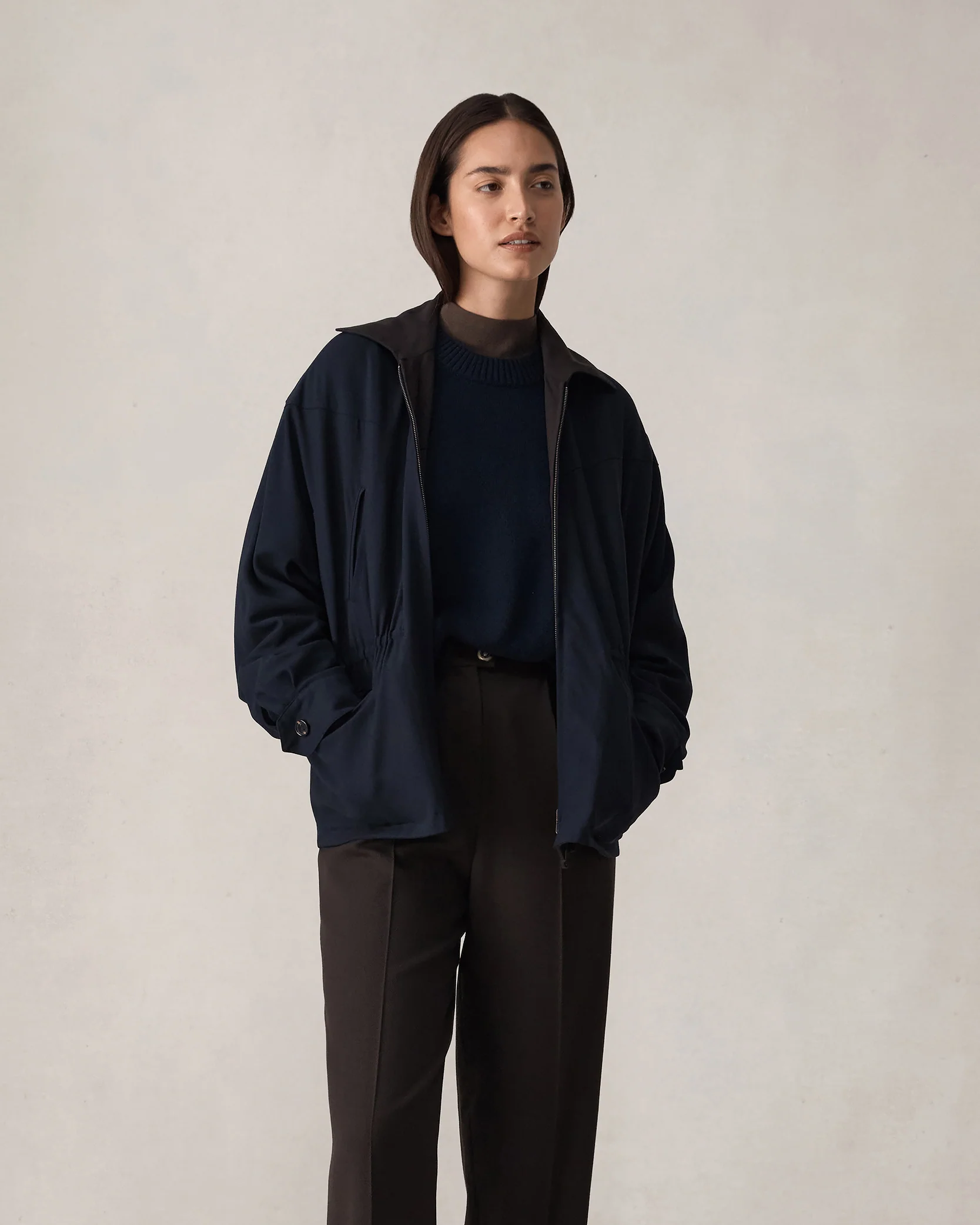 Reine Reversible Jacket - Chocolate & Navy - Image 9