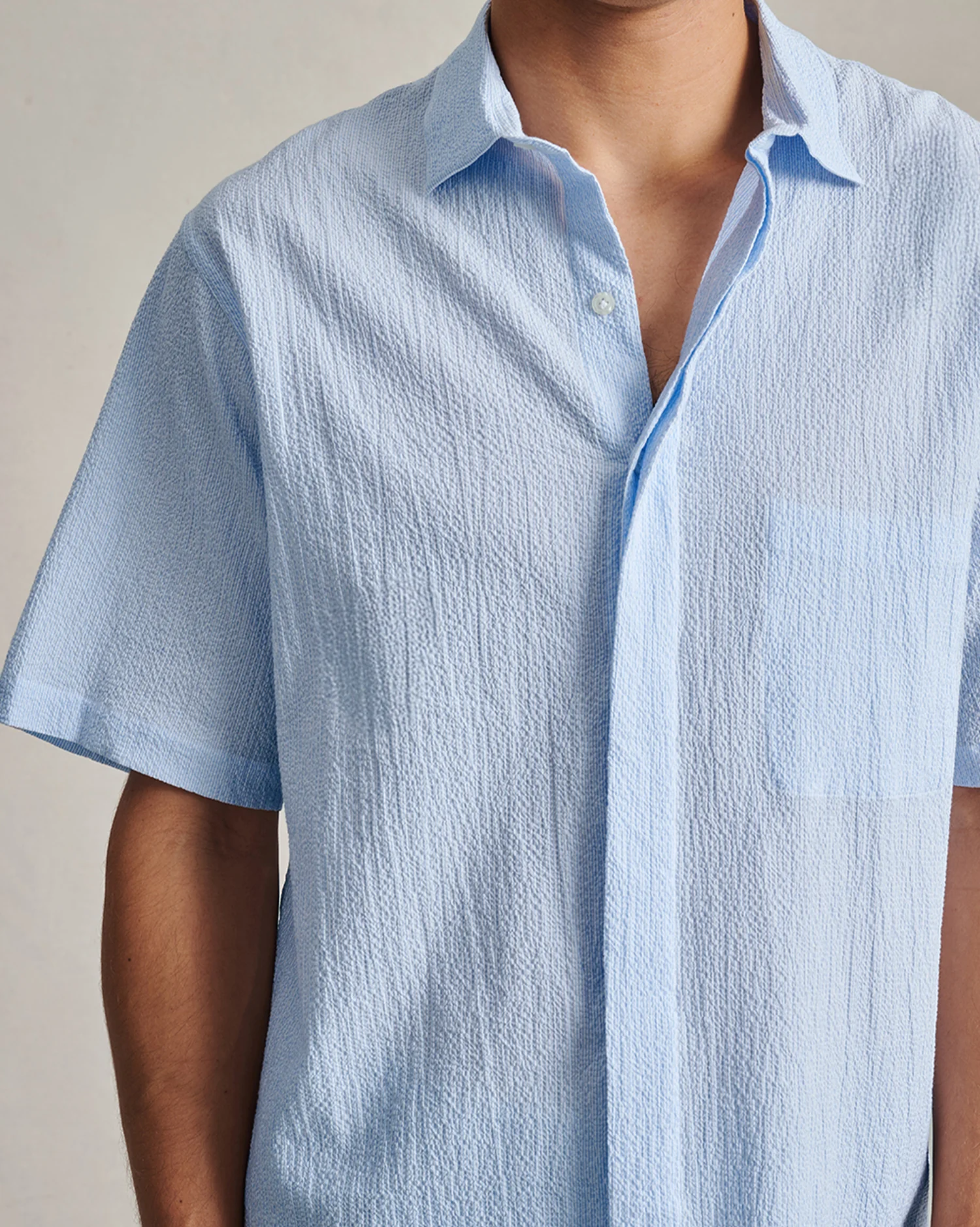 Resort Shirt I - Blue Stripe Fine Seersucker - Image 3