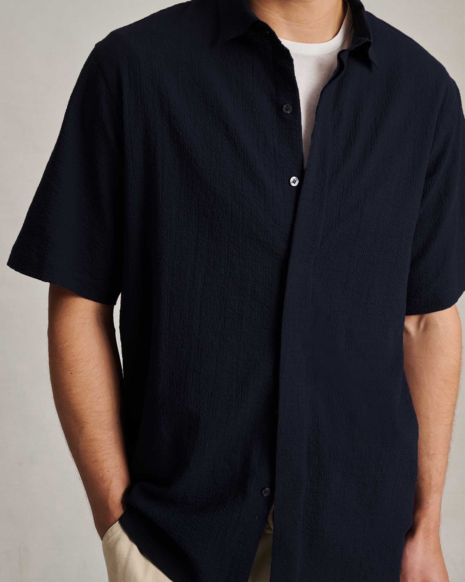 Resort Shirt I - Navy Fine Seersucker - Image 2