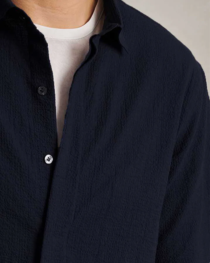 Resort Shirt I - Navy Fine Seersucker - Image 4