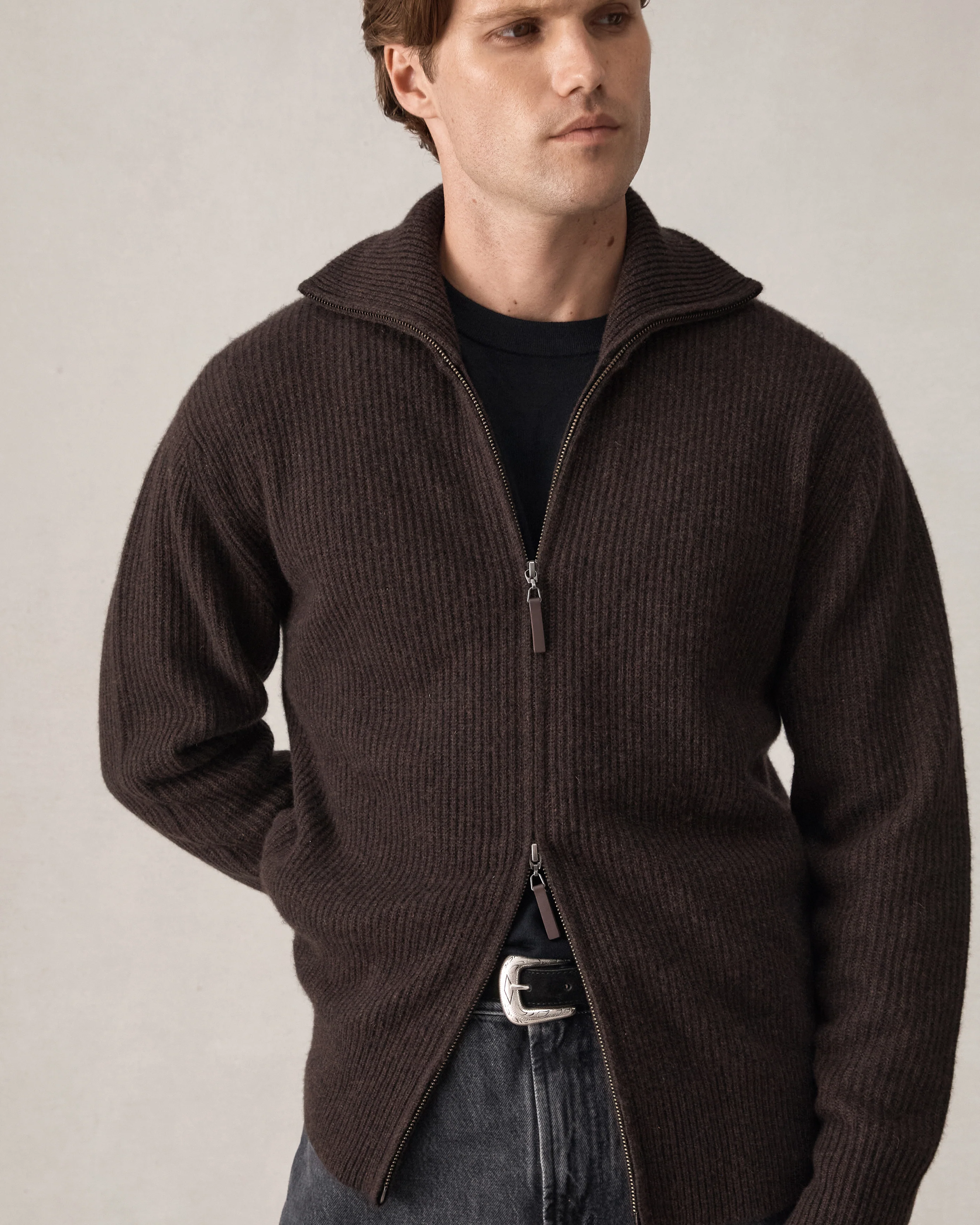 Royal Cashmere Cardigan - Umber - Image 4
