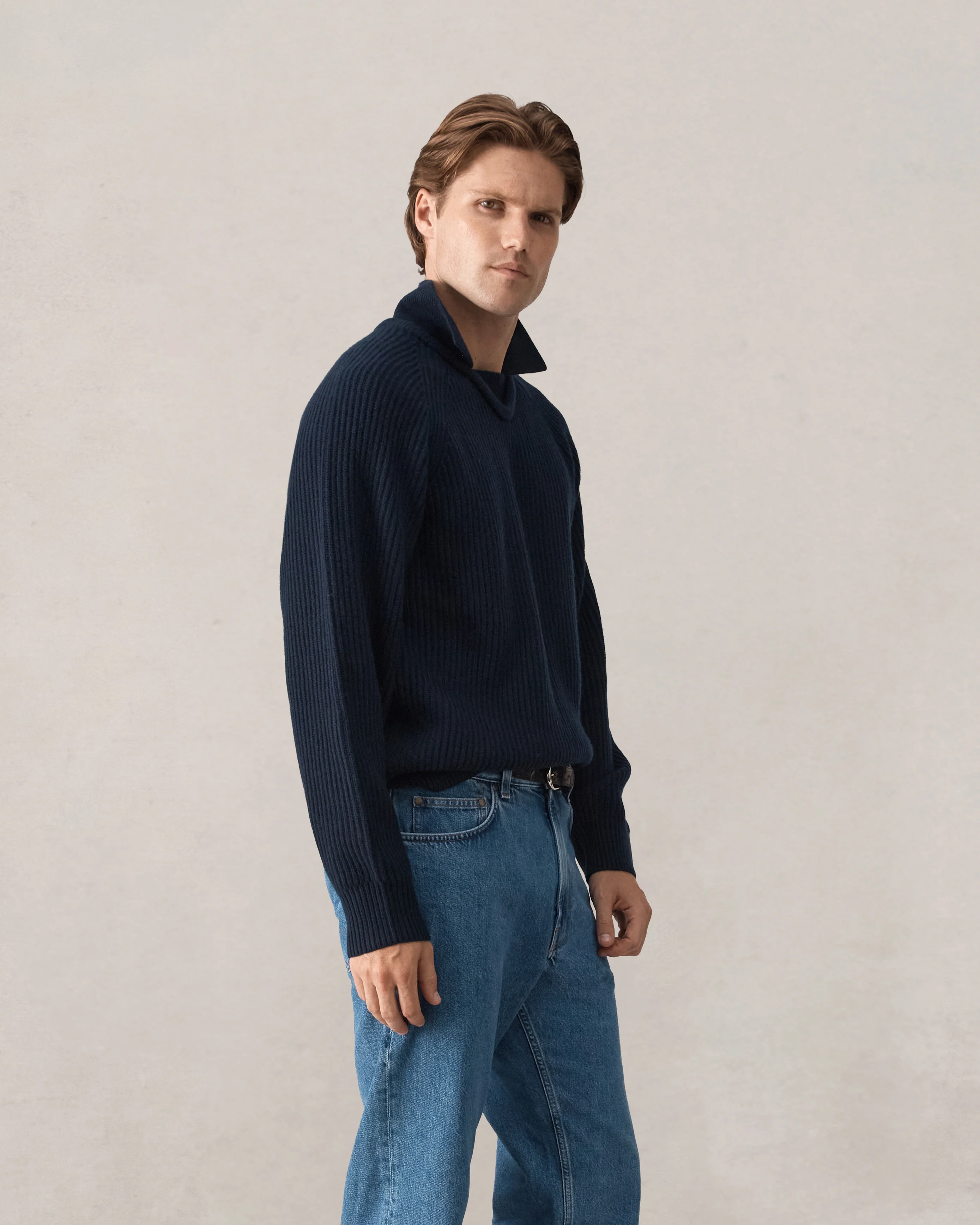 Santiago Royal Cashmere Sweater - Navy - Image 5