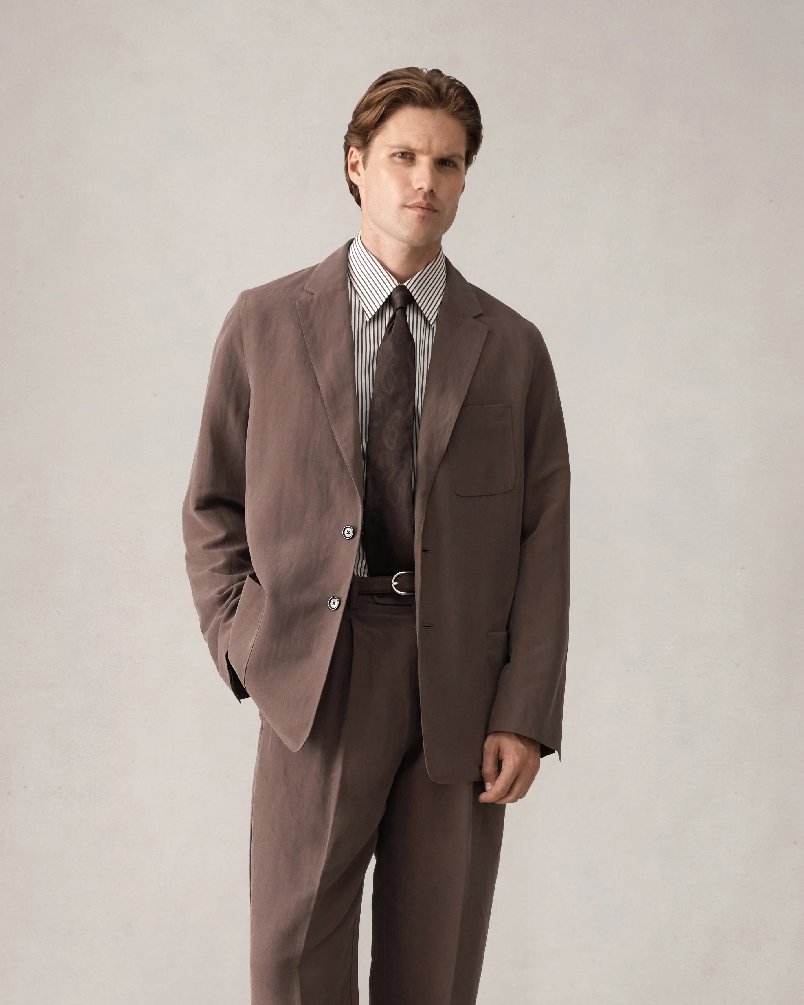 Slack Jacket - Chocolate Silk Linen - Image 5