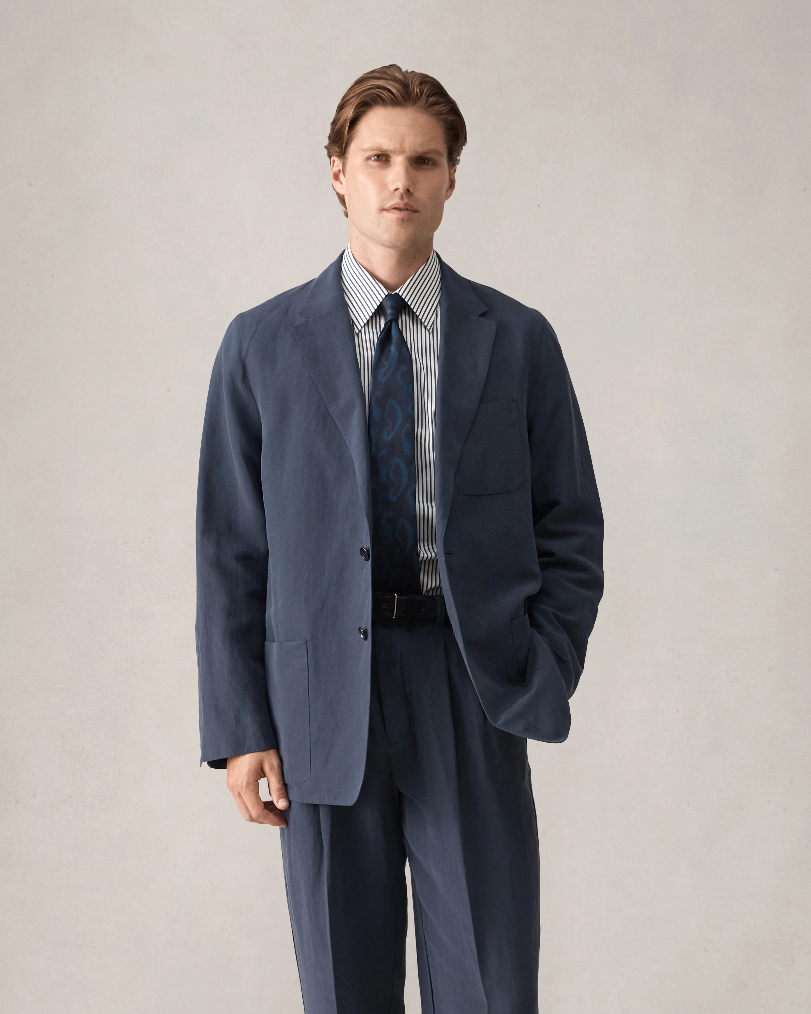 Slack Jacket - Navy Silk Linen - Image 5