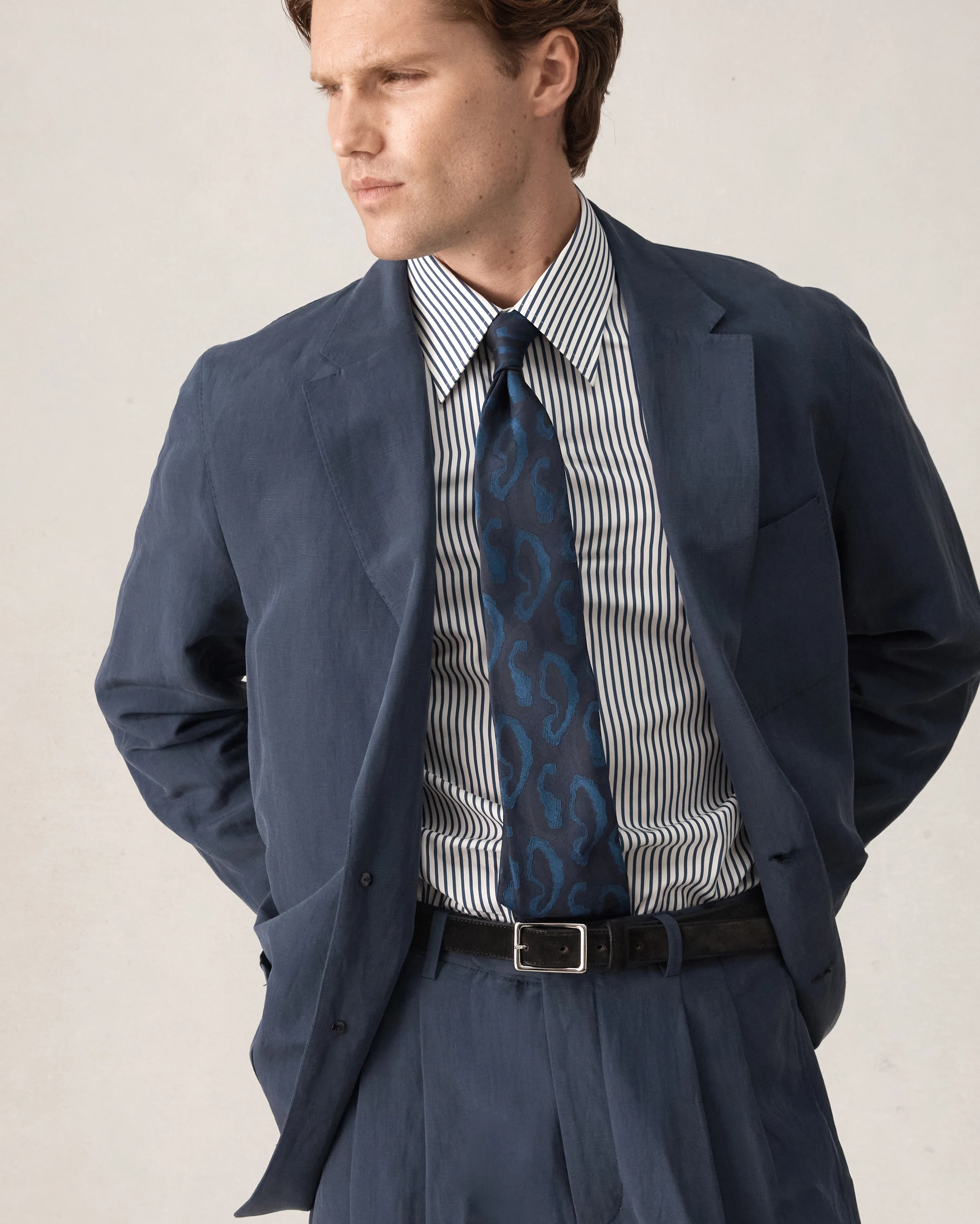 Slack Jacket - Navy Silk Linen - Image 8