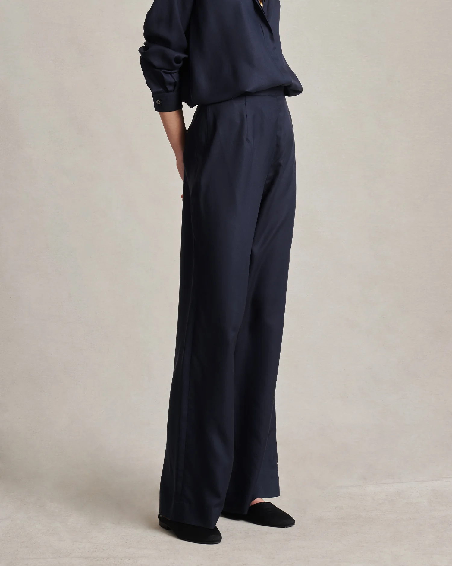 Sofia Trouser - Navy Dupioni - Image 3