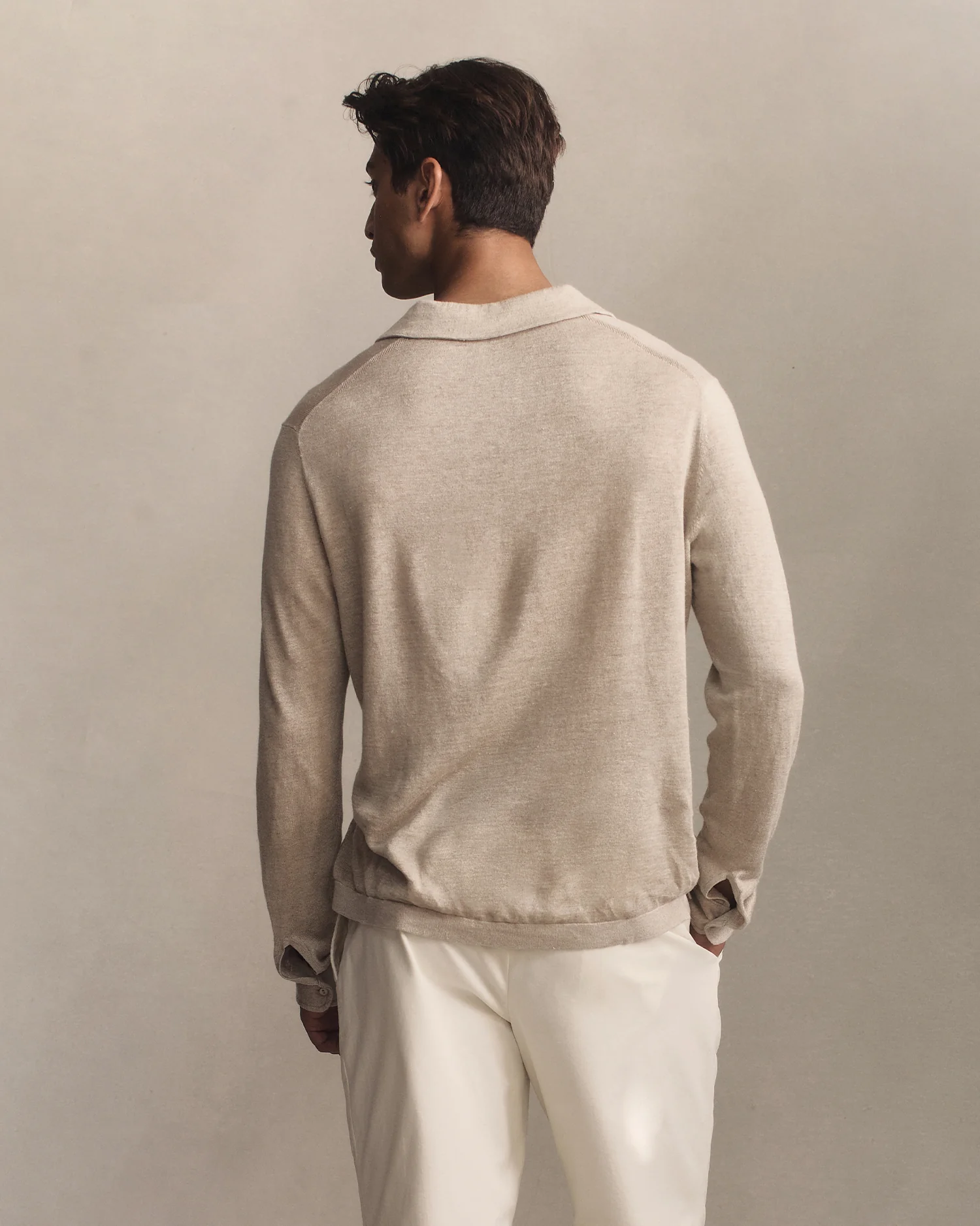 Linen Polo - Taupe - Image 4