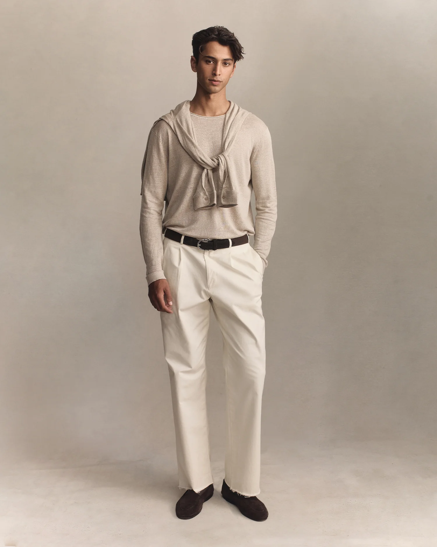 Linen Sweater - Taupe - Image 3