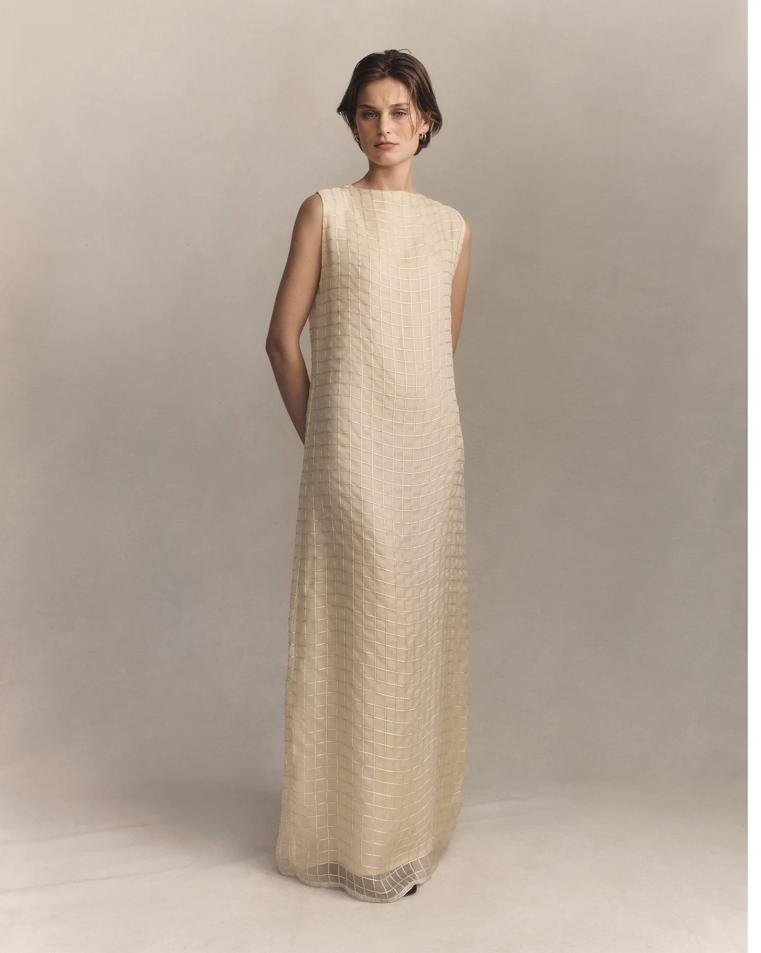 Tia Dress - Gold Check - Image 4