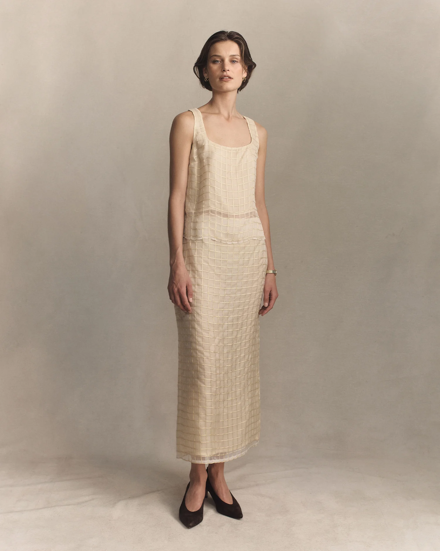 Tia Skirt - Gold Check - Image 2