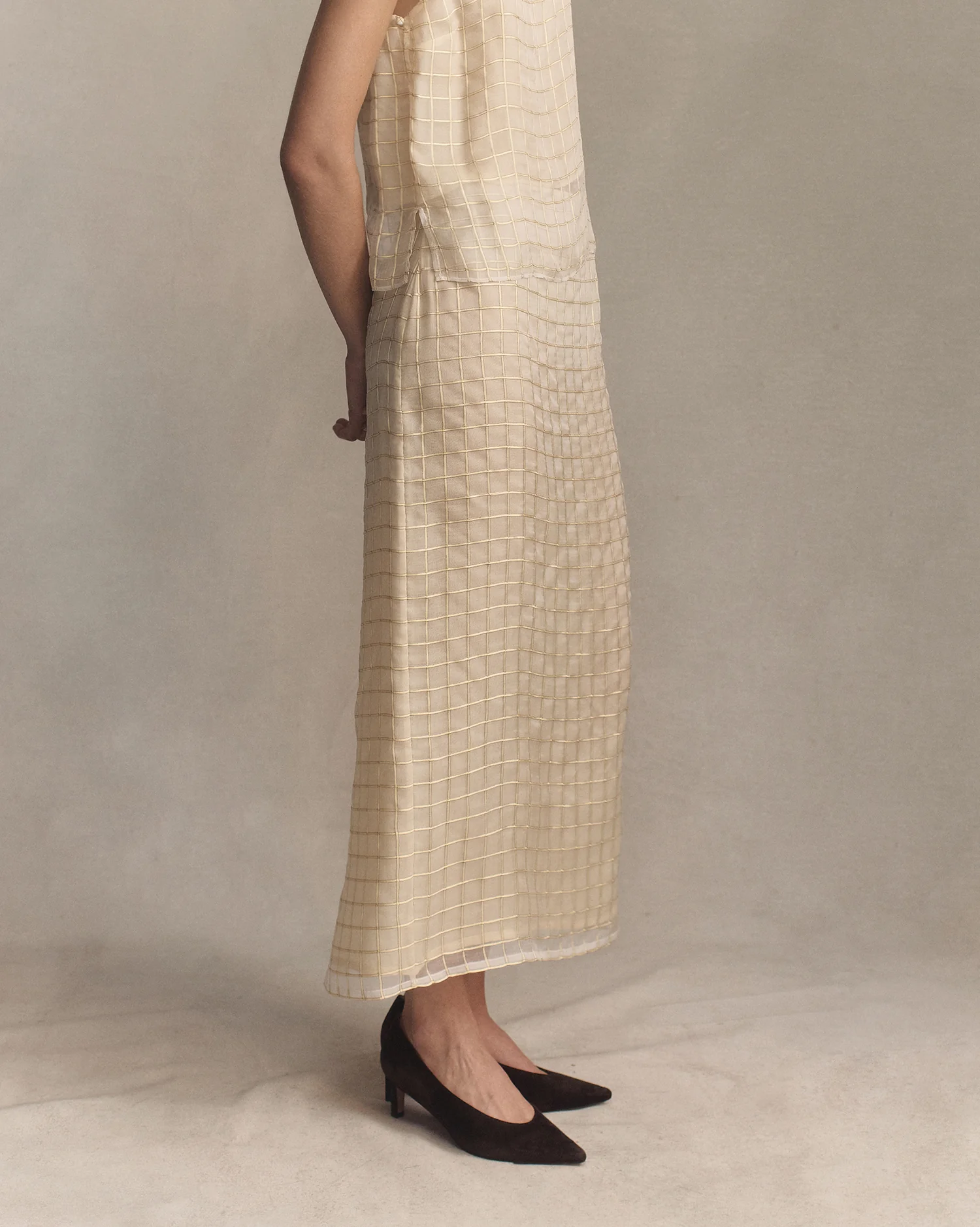 Tia Skirt - Gold Check - Image 3