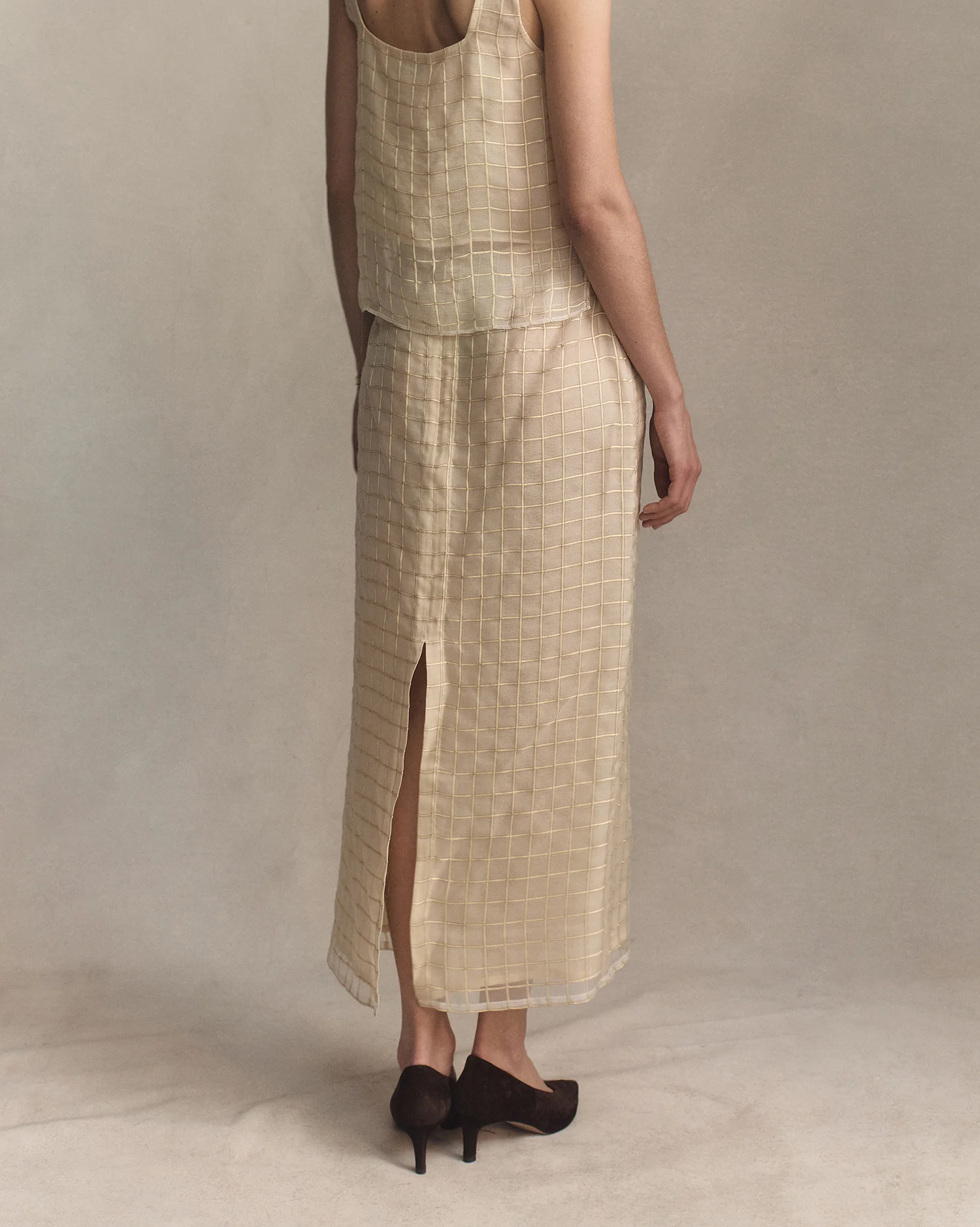 Tia Skirt - Gold Check - Image 4