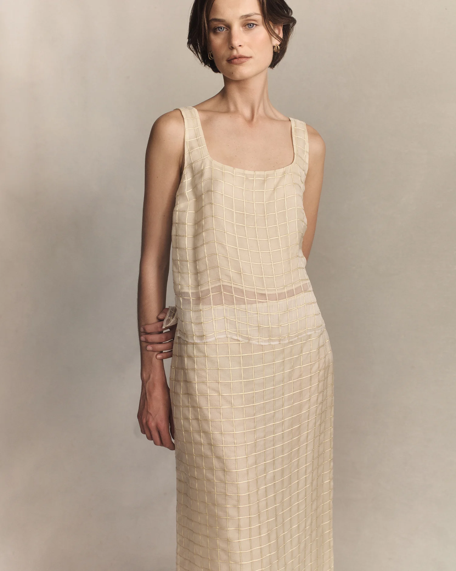 Tia Skirt - Gold Check - Image 5