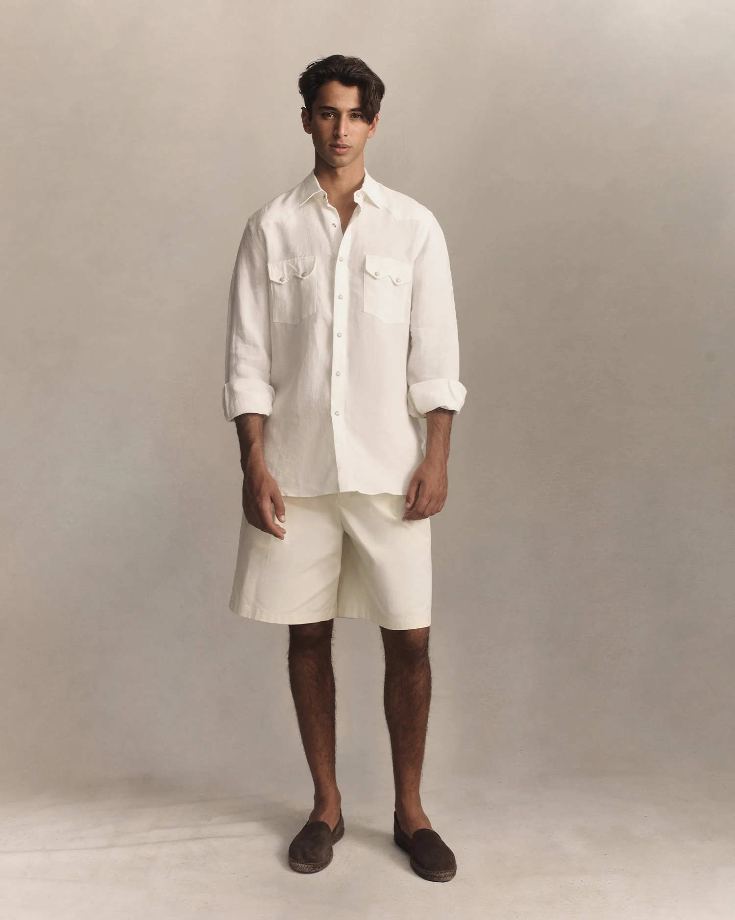 Western Shirt - White Linen Canvas - Image 3
