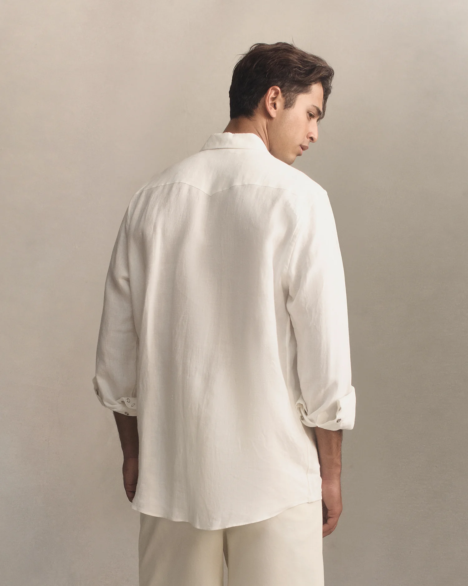 Western Shirt - White Linen Canvas - Image 4
