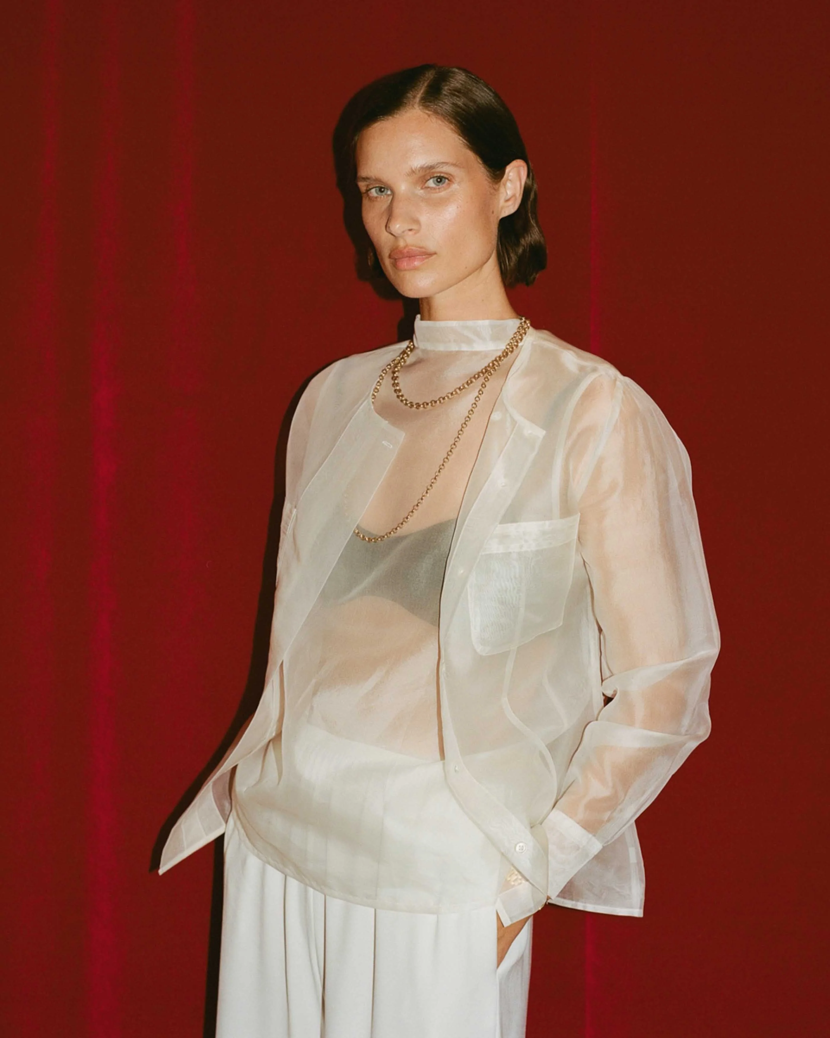 White Silk Organza Inès Shirt - Image 4