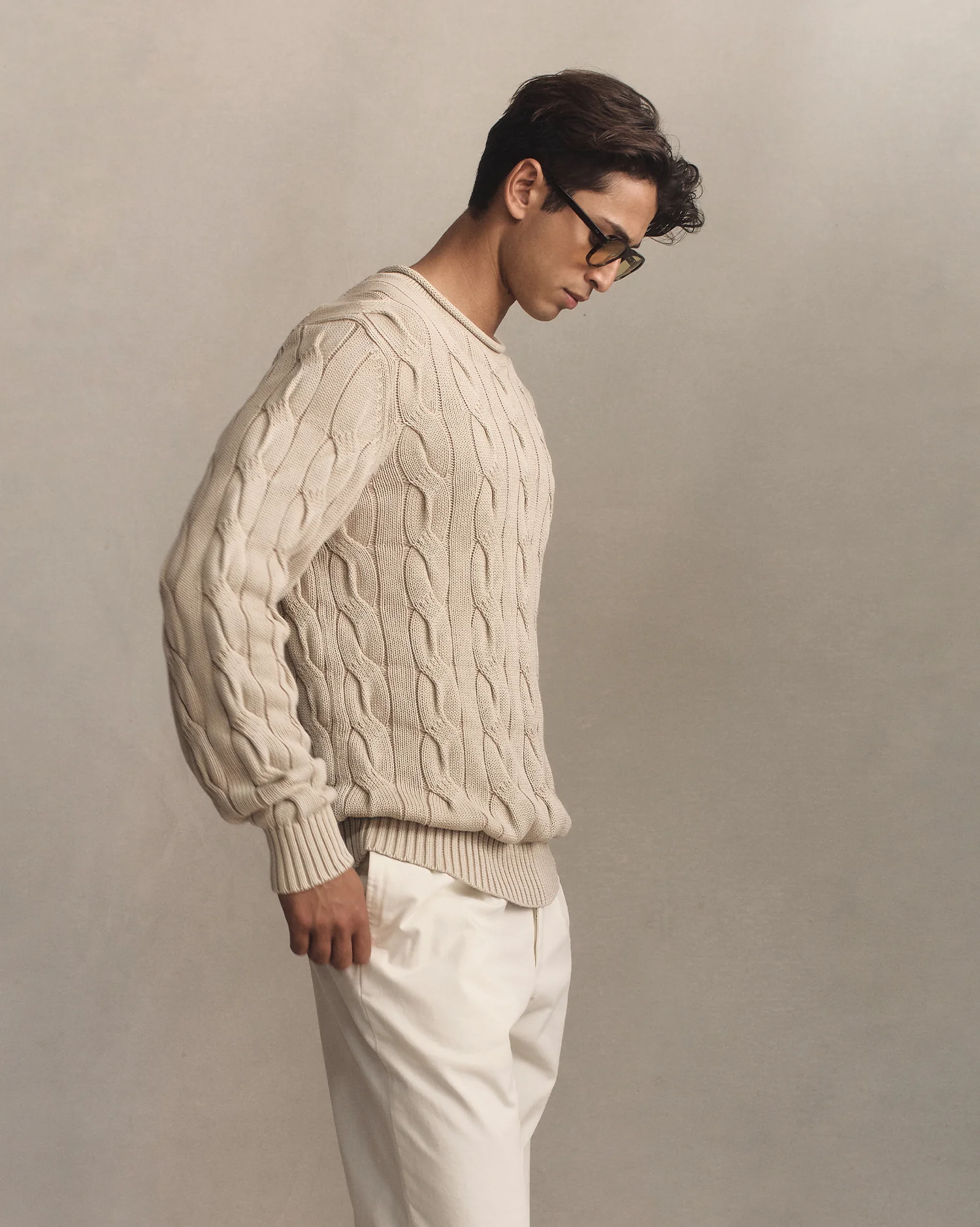Yachtie Cable Sweater - Beige - Image 4